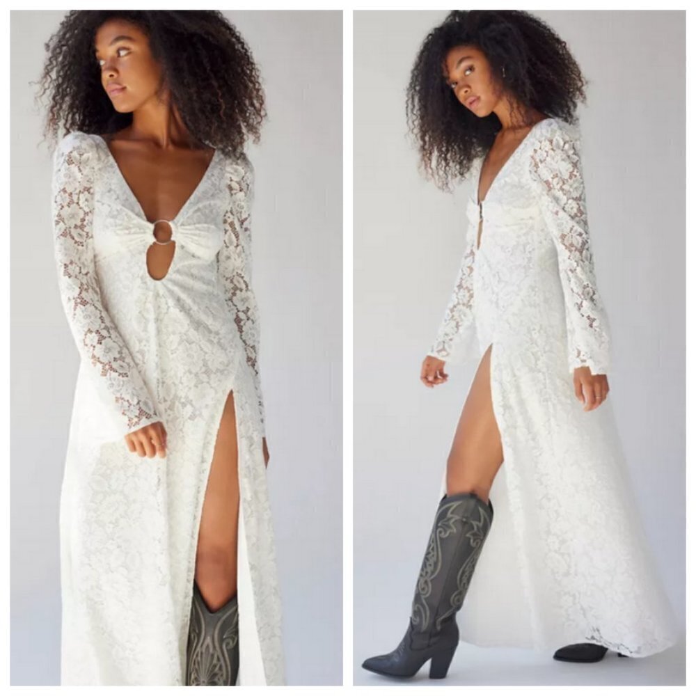 💕FOR LOVE AND LEMONS💕 Frances Lace Maxi Dress ~ White Small S NWT - Picture 8 of 16